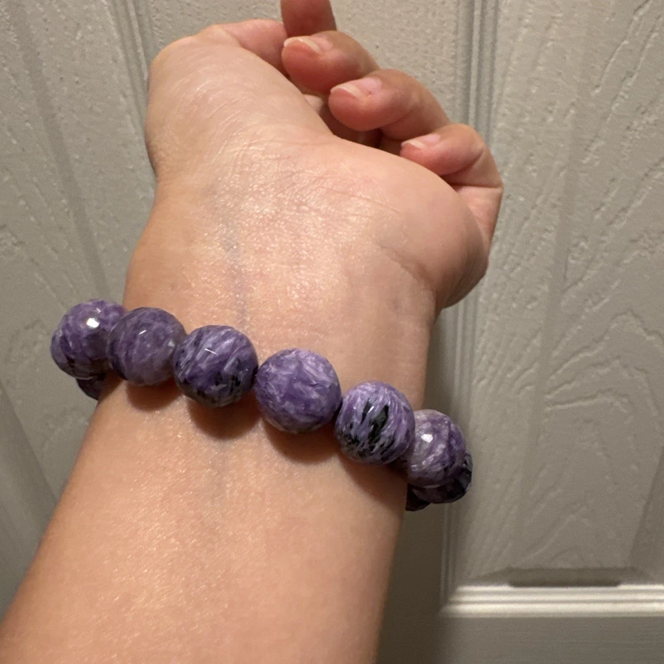 PULSERA DE LUJO FACETADA DE PIEDRAS PRECIOSAS NATURALES CHAROITE Foto 4 de 4