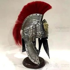 Medieval Roman Centurion Helmet Roman Design Engraved Helmet with Wooden Stand