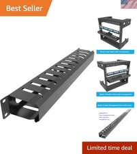 Horizontal Rack Mount 12 Slot Cable Management System - Durable Metal Design