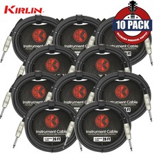 10-PACK Kirlin 20FT 1/4" Mono Straight Male/Male 20AWG Guitar Instrument Cable