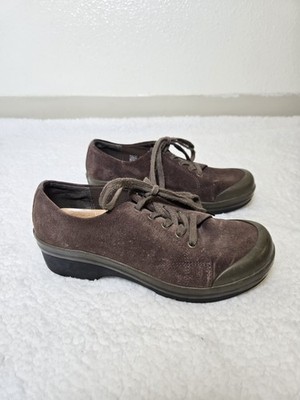 Dansko Veda Shoes 37 Brown Suede Leather Lace Up Clogs Sneakers 7 Womens
