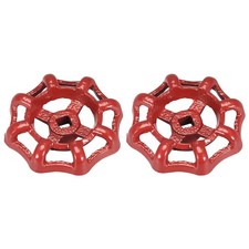2pcs Round Wheel Handle Square Broach 7x7mm Wheel OD 63mm Paint Cast Steel Red
