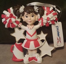Cheerleader Red Uniform Personalized Christmas Tree Ornament
