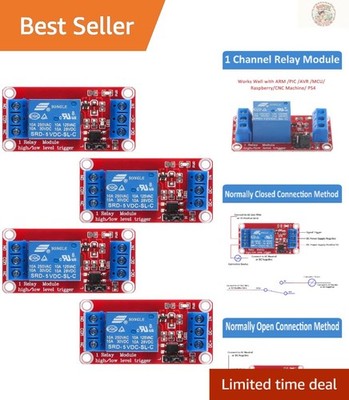 4pcs DC 5V 10A Relay Module - High/Low Level Trigger, Screw Mount, Optocoupler