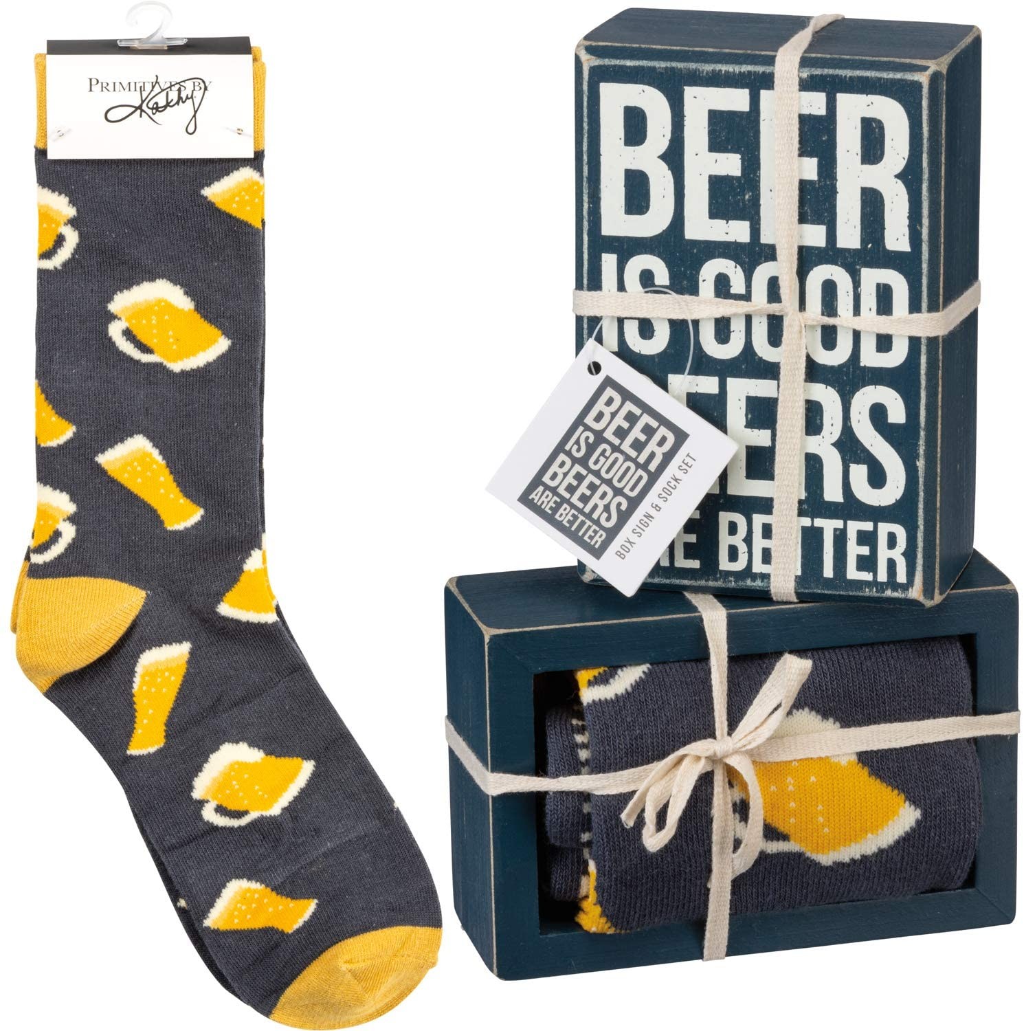Primitives by Kathy Box Sign Sock Set - Beer is Good Beers are Better 2890₽