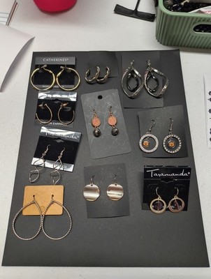 Pierced Earring Lot #6,  10 Pairs Of Pierced Earrings Silver And Gold Tones