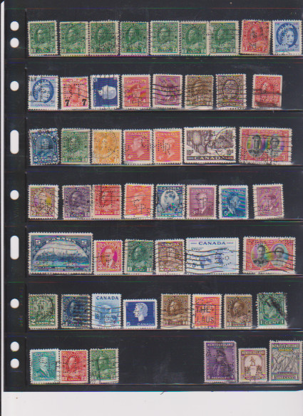 Canada Perfin Stamps, Lot of 50