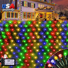 Christmas Net Lights Outdoor 200 LED 6.9FT X 5.4FT Green Wire with 8 Modes, Con