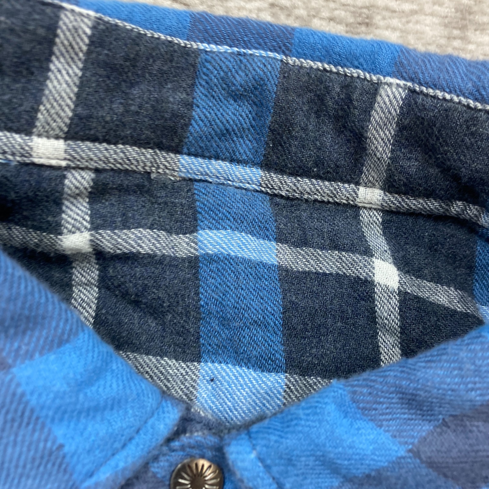 Faherty Flannel Reversible Button Shirt Large Blu… - image 6