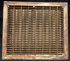 VINTAGE FLOOR GRATE REGISTER WITH LOUVERS APPROX 17 1/2 X 15 1/2