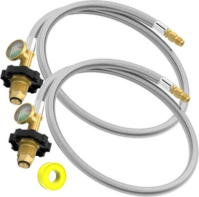 American Motorhome RV Propane Bottle Pigtail Connector Hoses 36" Braided pair