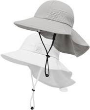 2-Pack Toddler Baby Sun Hat Kids Summer UPF 50 for 2 Pack Grey  White 