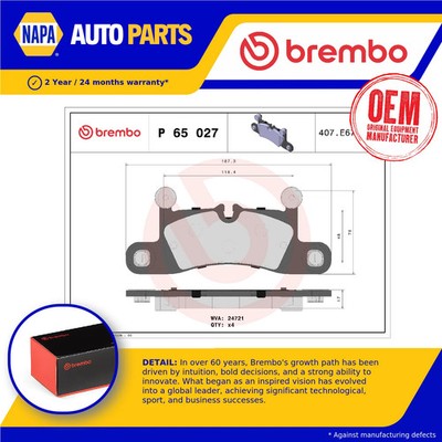 Brake Pads Set fits PORSCHE CAYENNE 92A 3.0D Rear 2010 on Brembo 95835293900 New