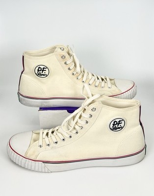 PF Flyers Center Hi Unisex M14/W15.5 Basketball Shoes Beige Canvas Sneakers