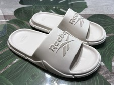 Reebok Slides Mens Size 9 Ecru Chalk Color Logo Sandals NEW