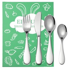 4 PCS Kids Silverware Set Stainless Steel Metal Toddler Utensils Flatware Safe