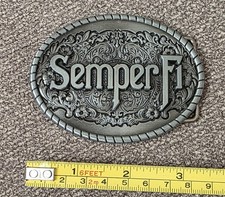 New Marine Corps USMC Semper Fi Silver Western Military Belt Buckle Oval Men