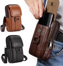 Leather Phone Holster Pouch with Belt Clip Magnetic Closure ID Card Holder Case