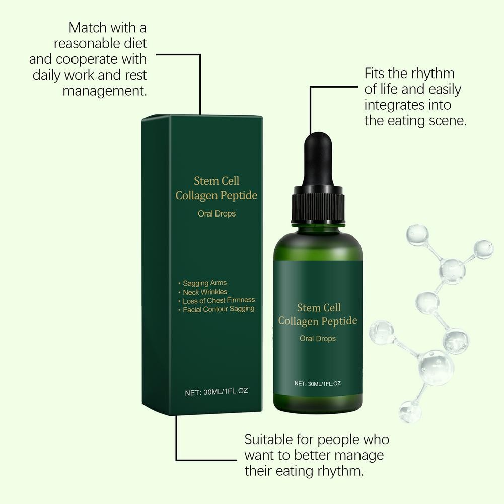 Stem Cell Collagen Peptide Oral Drops Firm Sagging Skin Reduce Wrinkle 30ml