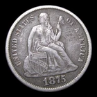 1875-CC Seated Liberty Dime Silver ---- Nice Retained Cud Coin ---- #KK561