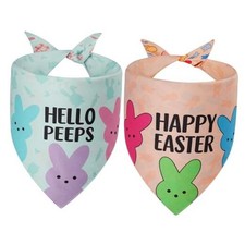 Easter Dog Bandanas 2PCS, 4 Pattern Colorful Scarf for Large easter-26-PEEPS