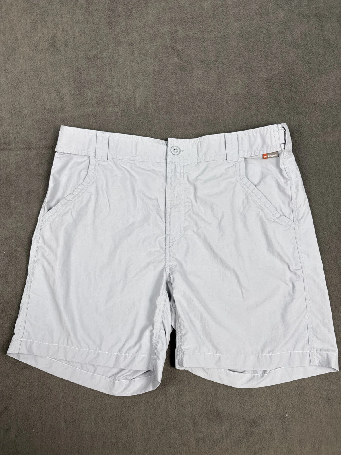 Simms Guide Series Shorts Mens Large Gray Fishing Outdoor Zip Pockets Quick Dry