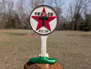 CAST IRON TEXACO GAS OIL DOORSTOP COUNTER DISPLAY REC TM GAS STATION