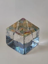 Vintage Carlo Nason Murano Italy Glass Pyramid Obelisk Paperweight Bookend 
