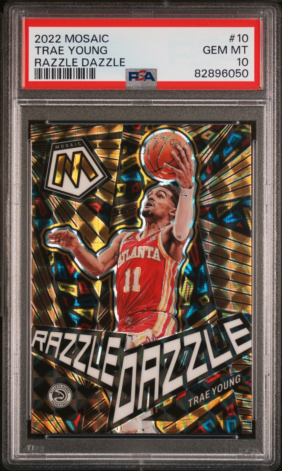 2022 PANINI MOSAIC RAZZLE DAZZLE #10 TRAE YOUNG PSA 10