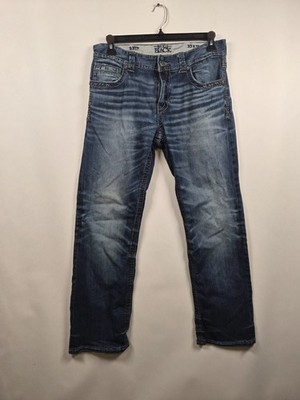 Buckle Black Nine Fit Men s Jeans 33x32 Straight Distressed Heavy Stitch Blue
