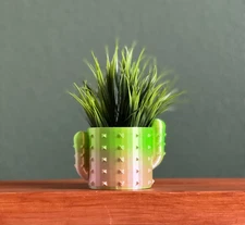 3D Printed Cactus Planter – Cute Saguaro Succulent Pot Gift Decor – Made in USA