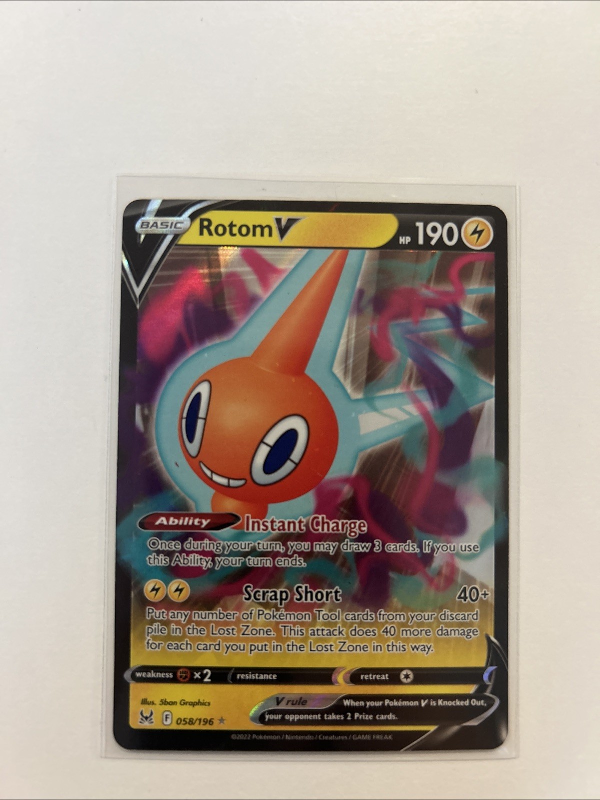 Pokémon TCG Rotom v 058/196 Lost Origin Ultra Rare NM Condition