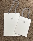 Lot of 2 Genuine Apple Store Shopping Gift Bags Medium 11x8 And Small 8.5x6 Logo