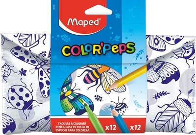 Maped colour-in, customisable pencil case including 12x Strong coloured pencils