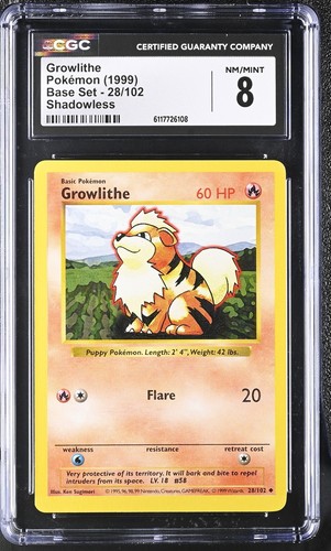 Growlithe (Shadowless) graded CGC 8 for sale on eBay