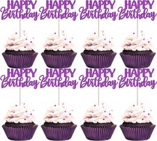 30 PCS Happy Birthday Cupcake Toppers Glitter Happy Birthday Cupcake Picks for