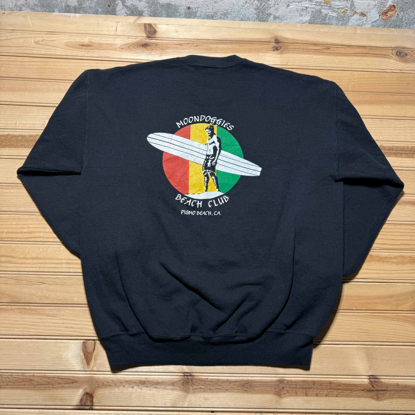 Vintage 90s Moondoggies Beach Club California Surfing Crewneck Sweatshirt USA XL