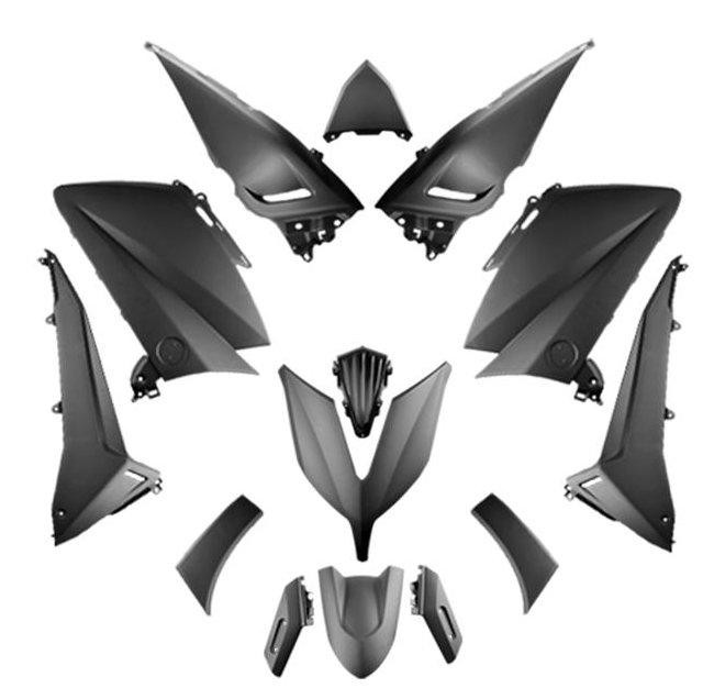 Carénage noir mat 14 pièces premium pour habillage haute résistance de Yamaha TMAX 530