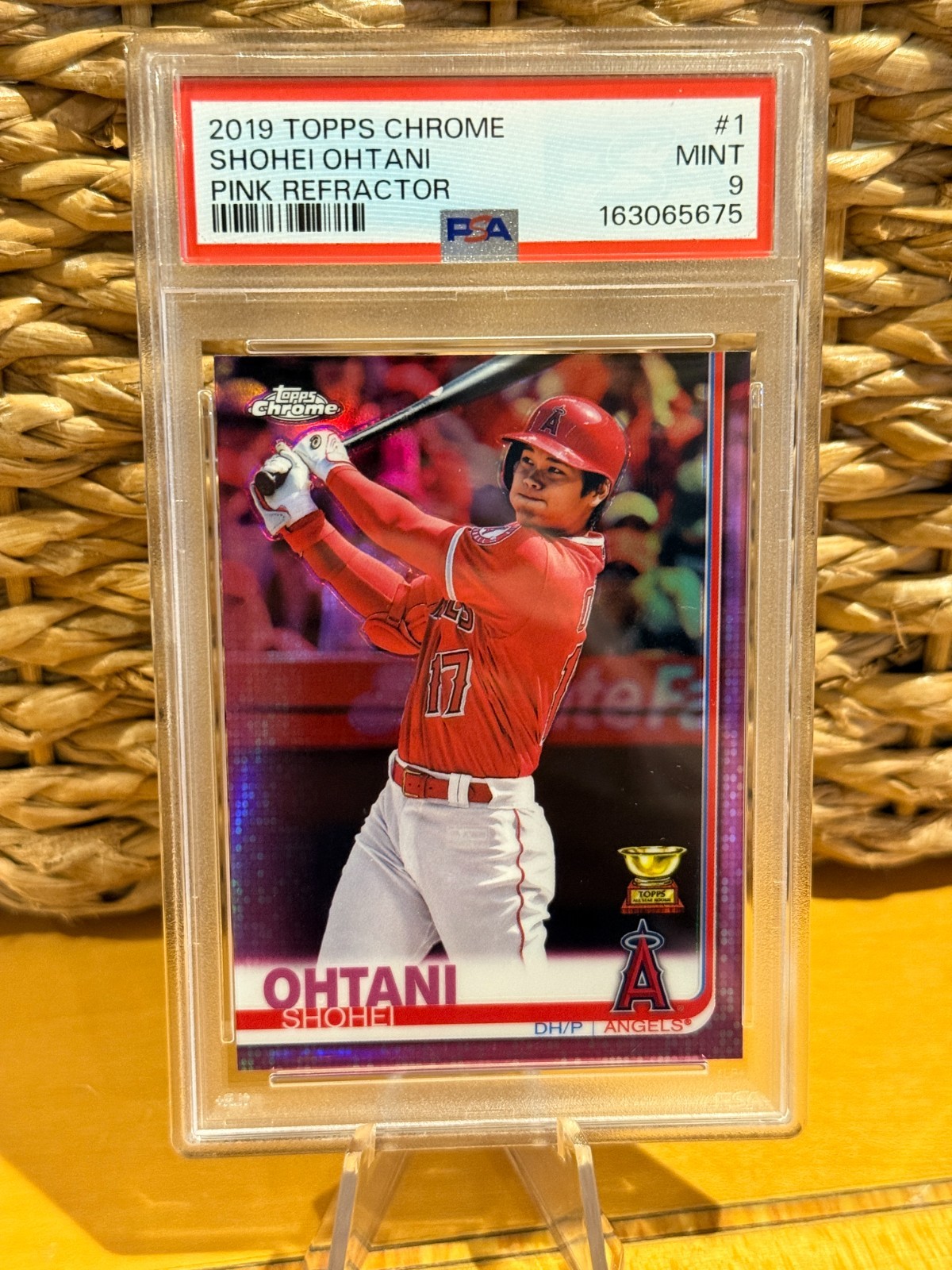 2019 TOPPS CHROME #1 SHOHEI OHTANI PINK REFRACTOR PSA 9 675 view 1
