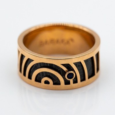Baraka Ring 750/18K Roségold Saphir 0,03ct Meteorit Gr. 60