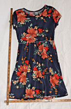 old navy floral dark blue short sleeve girls dress XL 14-16 