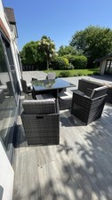 Rattan Dining Set Garden Furniture Cube Table Chair Stool Cushion Seat