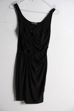 Prettylittlething Womens Front Gather Loop Dress - Black - Size 10 (J72)