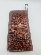 Brahmin Pecan Melbourne Skyler Croc Embossed Travel Wallet Wristlet