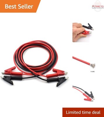 2PCS 14 AWG Alligator Clips  Leads Heavy Duty Dual Ended 6.6ft Electrical Tes...