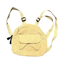 Beige Small Mini Backpack Women's Bag Zip  Snap Closure Adjustable Strap