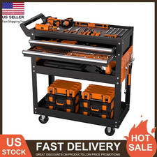 5-Tier Rolling Tool Cart with Drawer  Pegboard Tool Storage Garage Repair Shop