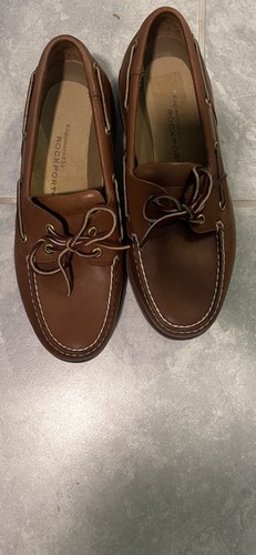 Herrenschuhe Freizeit Rockport hellbraun mit Rohhaut Krawatte Bootsschuh gebraucht Gr. 9 1/2