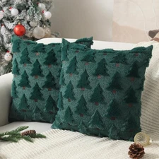 Allorry Christmas Pillow Covers 18x18 inch Set of 2 Xmas Decorations Soft Plush