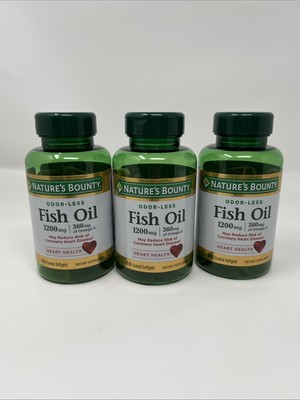 NATURE S BOUNTY FISH OIL ODOR LESS 1200 MG  WITH 360 MG OMEGA 3 SET OF 3 BOTTLES
